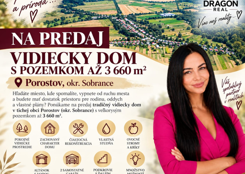PREDAJ - Vidiecky dom s pozemkom - POROSTOV okr. Sobrance